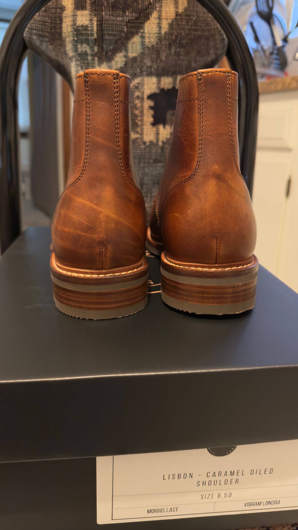 Photo by Josephjay21 on May 8, 2025 of the Caswell Boot Company Lisbon in C.F. Stead Caramel Classic Oiled Shoulder.
