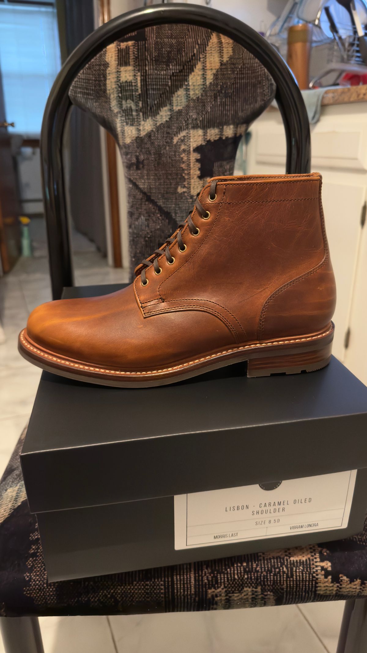 Photo by Josephjay21 on May 8, 2025 of the Caswell Boot Company Lisbon in C.F. Stead Caramel Classic Oiled Shoulder.