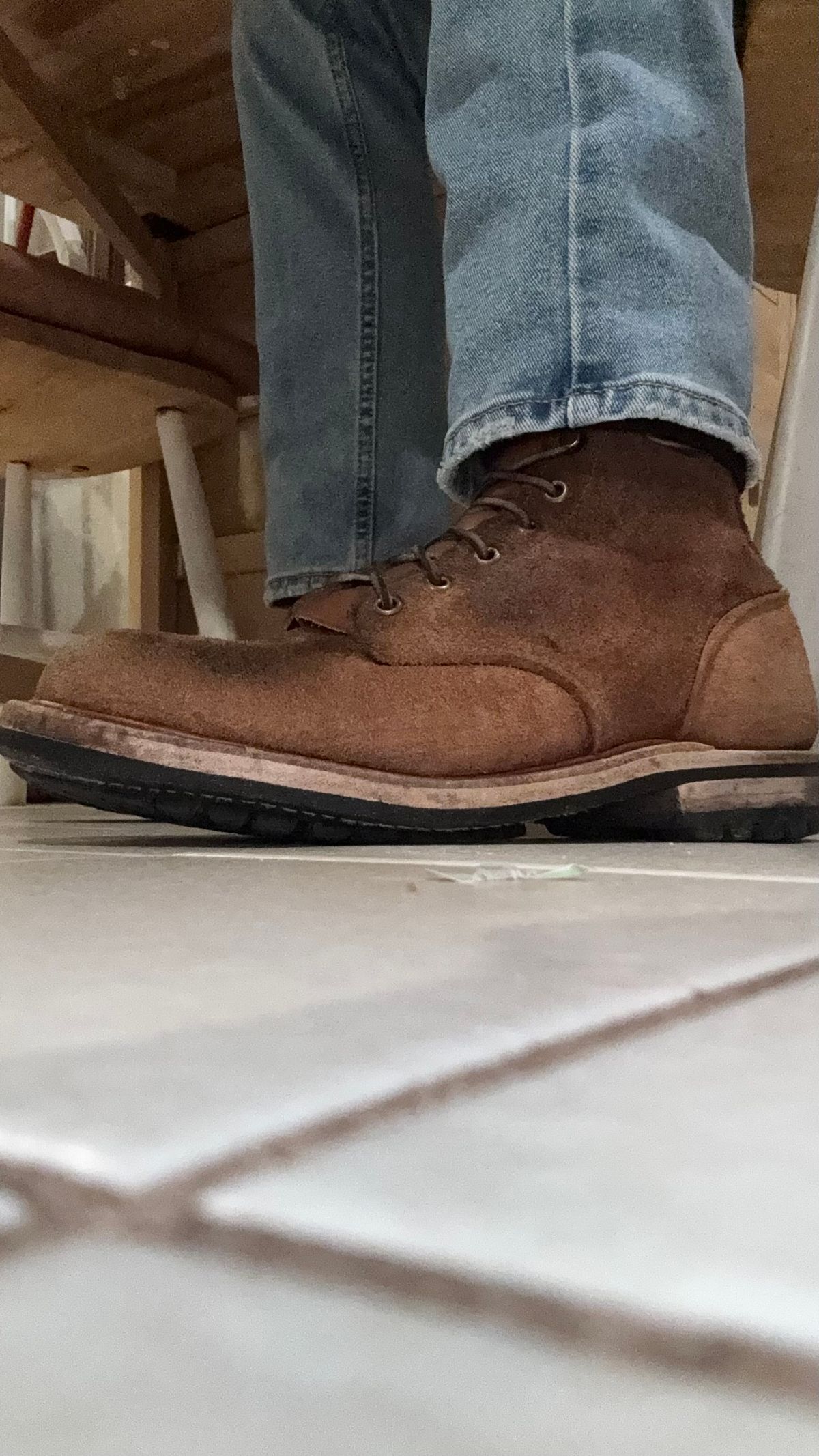 Photo by Josephjay21 on February 3, 2025 of the Truman Plain Toe Boot in Cattail Grizzly Roughout.