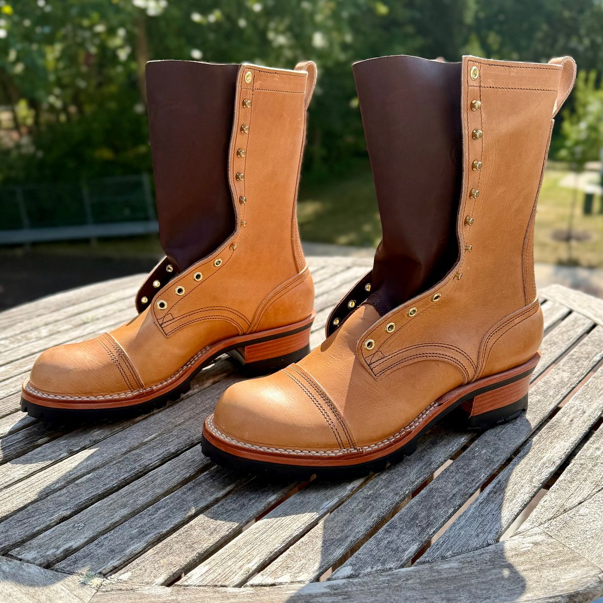 Photo by Ed on September 4, 2025 of the Nicks MTO in Horween Light Natural Dublin.