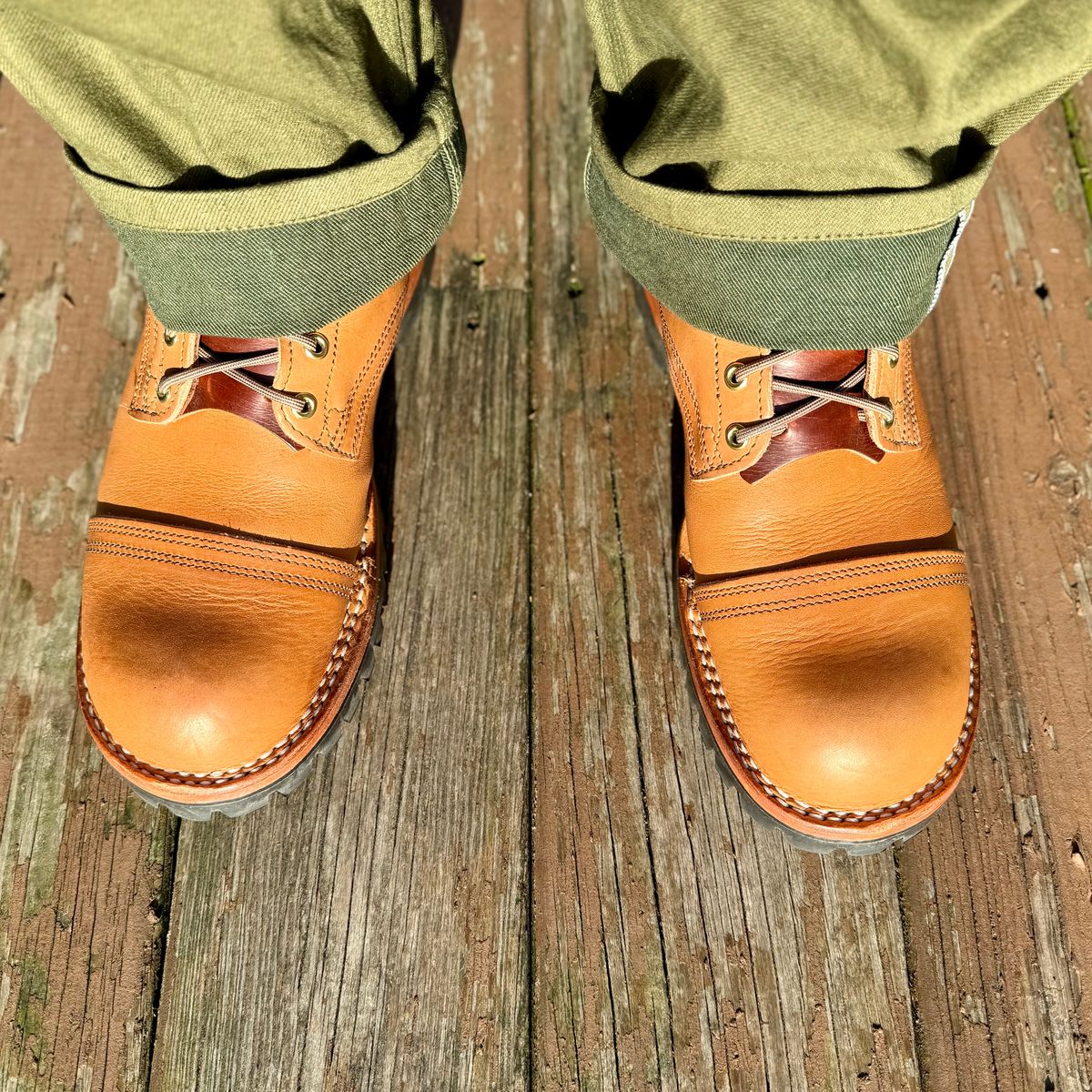 Photo by Ed on September 26, 2025 of the Nicks MTO in Horween Light Natural Dublin.