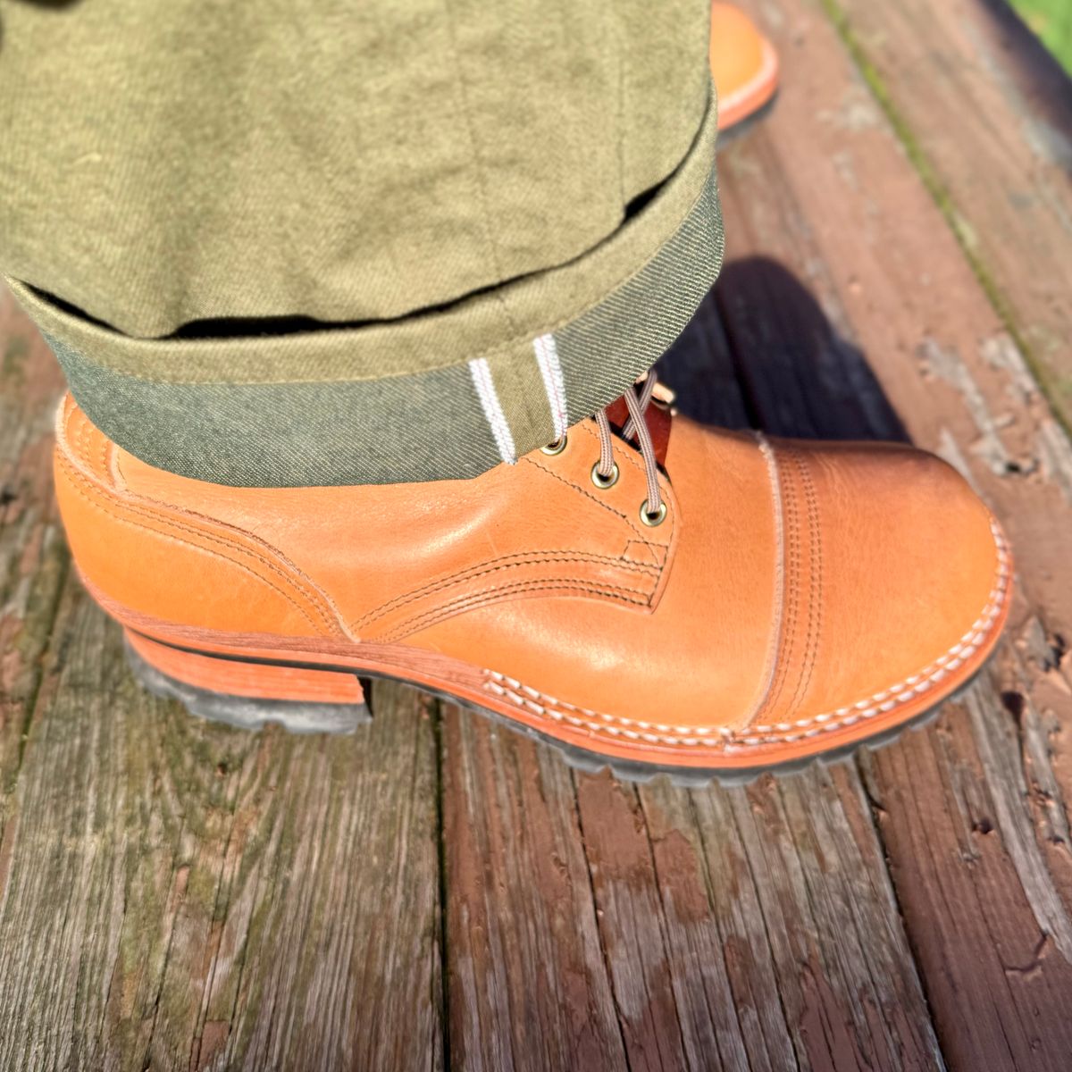 Photo by Ed on September 26, 2025 of the Nicks MTO in Horween Light Natural Dublin.
