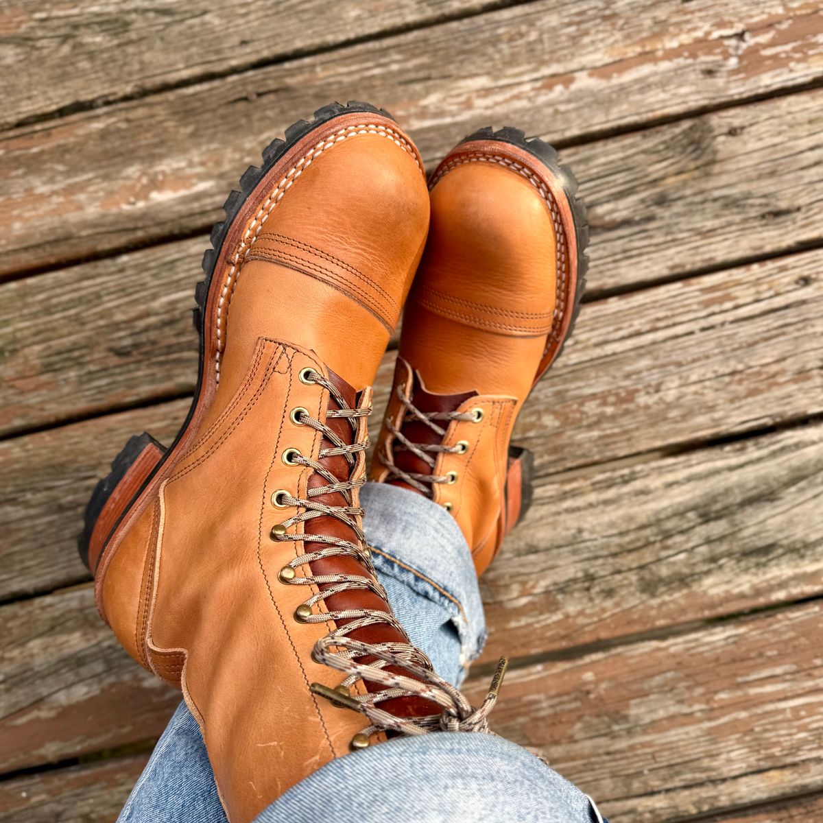 Photo by Ed on October 7, 2025 of the Nicks MTO in Horween Light Natural Dublin.