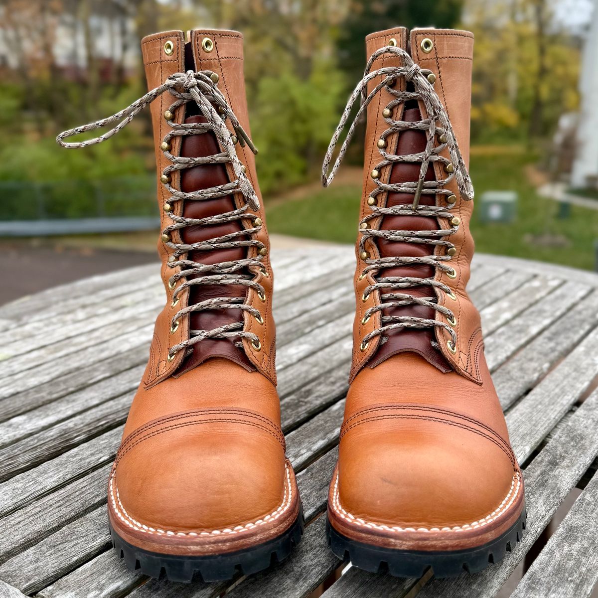Photo by Ed on November 14, 2025 of the Nicks MTO in Horween Light Natural Dublin.