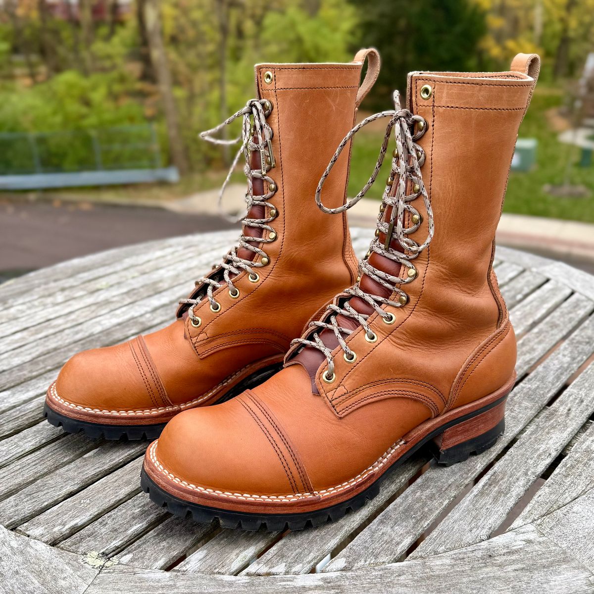 Photo by Ed on November 14, 2025 of the Nicks MTO in Horween Light Natural Dublin.