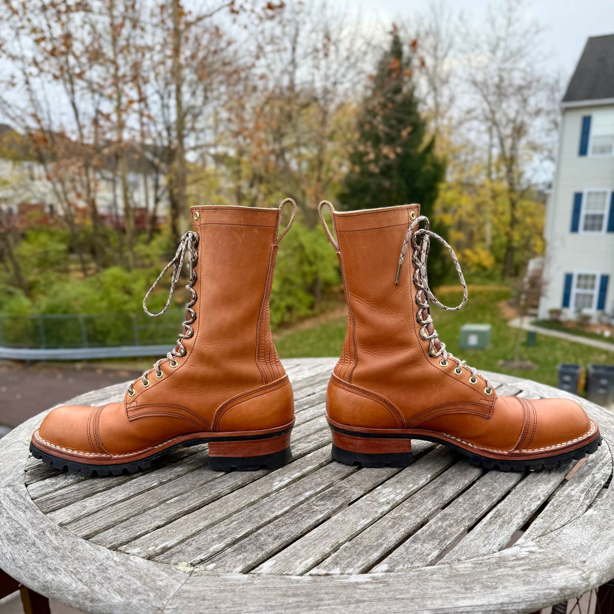 Photo by Ed on November 14, 2025 of the Nicks MTO in Horween Light Natural Dublin.