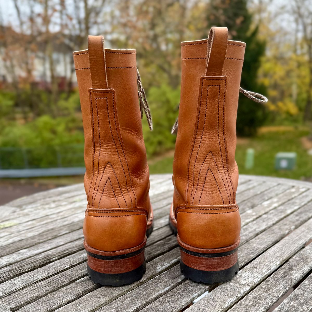 Photo by Ed on November 14, 2025 of the Nicks MTO in Horween Light Natural Dublin.