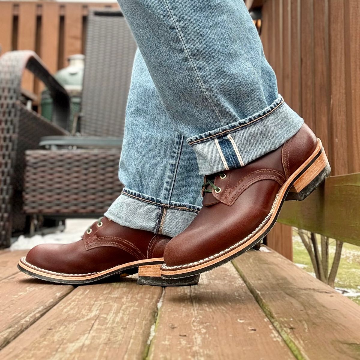 Photo by Ed on December 28, 2025 of the Nicks MTO in Horween Tan Waxed Flesh.