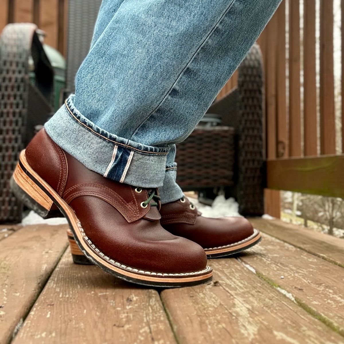 Photo by Ed on December 28, 2025 of the Nicks MTO in Horween Tan Waxed Flesh.