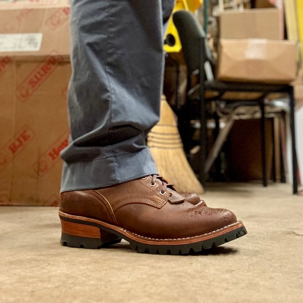 Photo by Ed on May 14, 2025 of the Nicks Urban Logger in Horween Orange Predator.