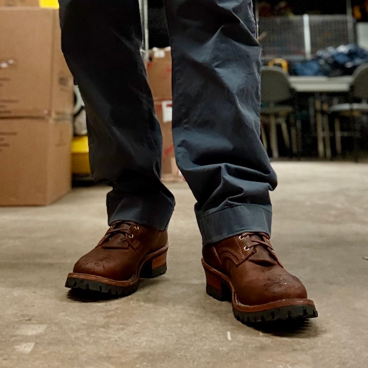 Photo by Ed on May 14, 2025 of the Nicks Urban Logger in Horween Orange Predator.