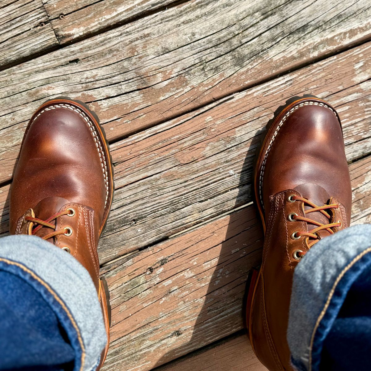 Photo by Ed on September 21, 2025 of the Nicks Urban Logger in Horween Orange Predator.