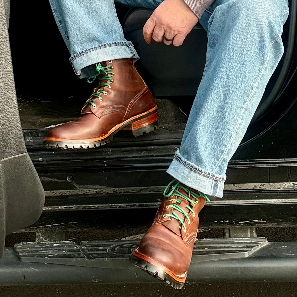 Photo by Ed on November 7, 2025 of the Nicks Urban Logger in Horween Orange Predator.