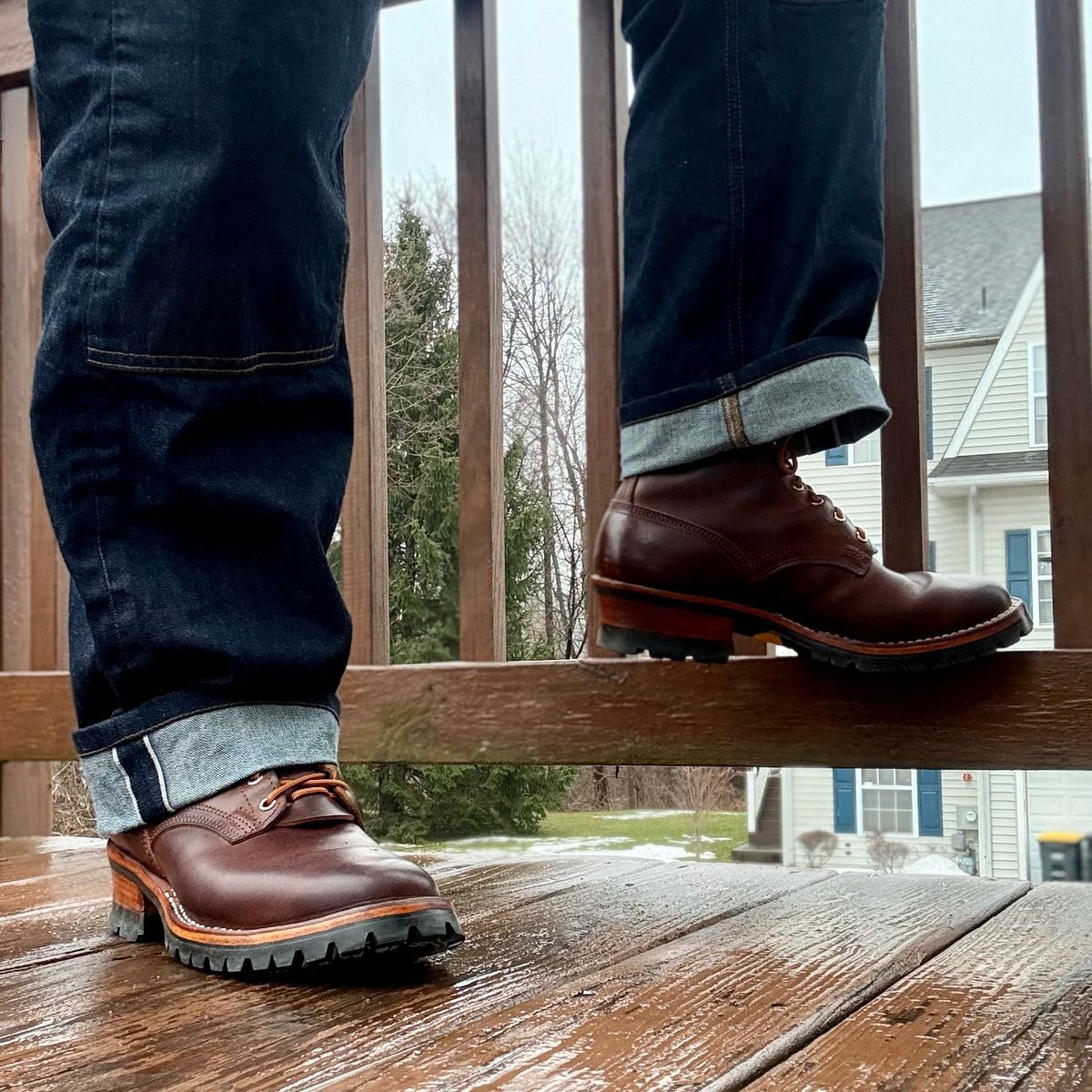 Photo by Ed on February 20, 2026 of the Nicks Urban Logger in Horween Orange Predator.