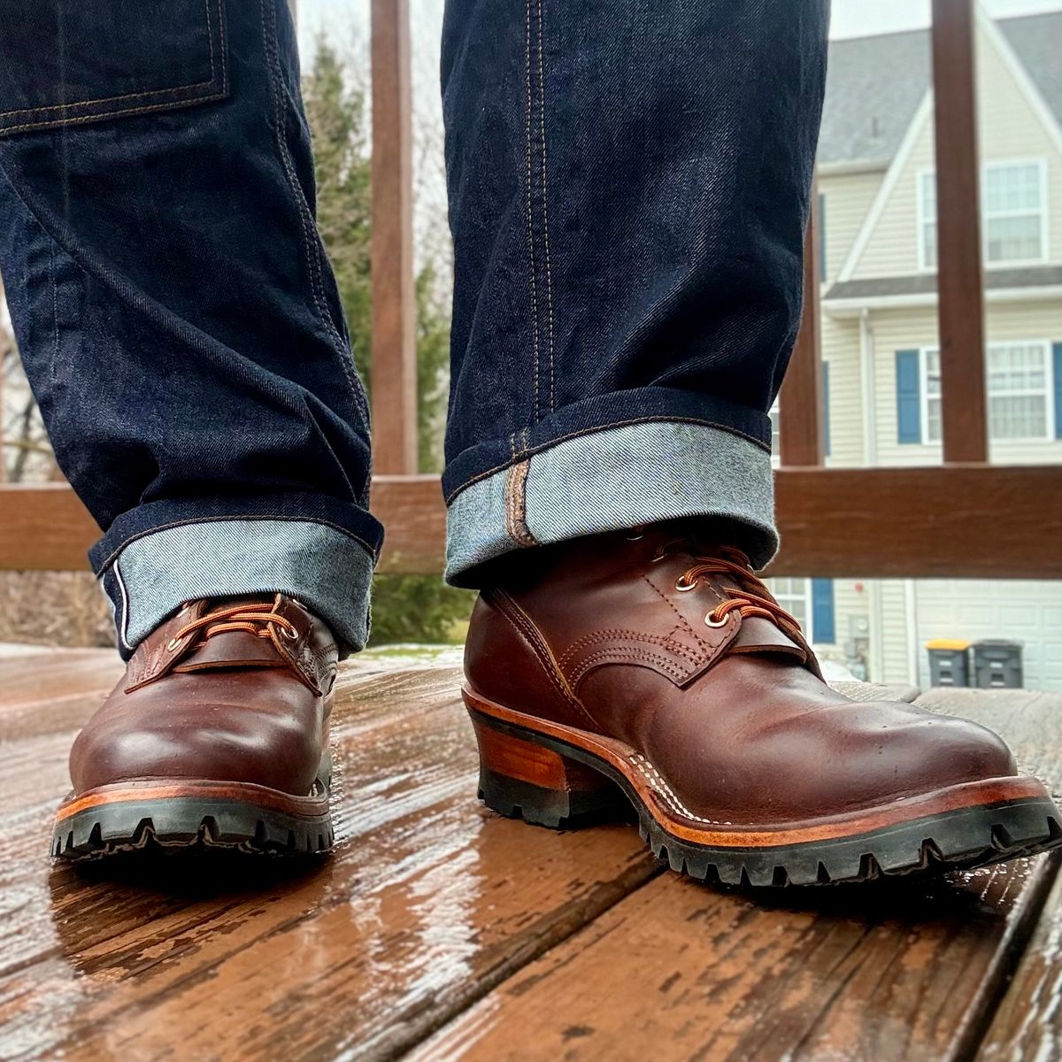 Photo by Ed on February 20, 2026 of the Nicks Urban Logger in Horween Orange Predator.