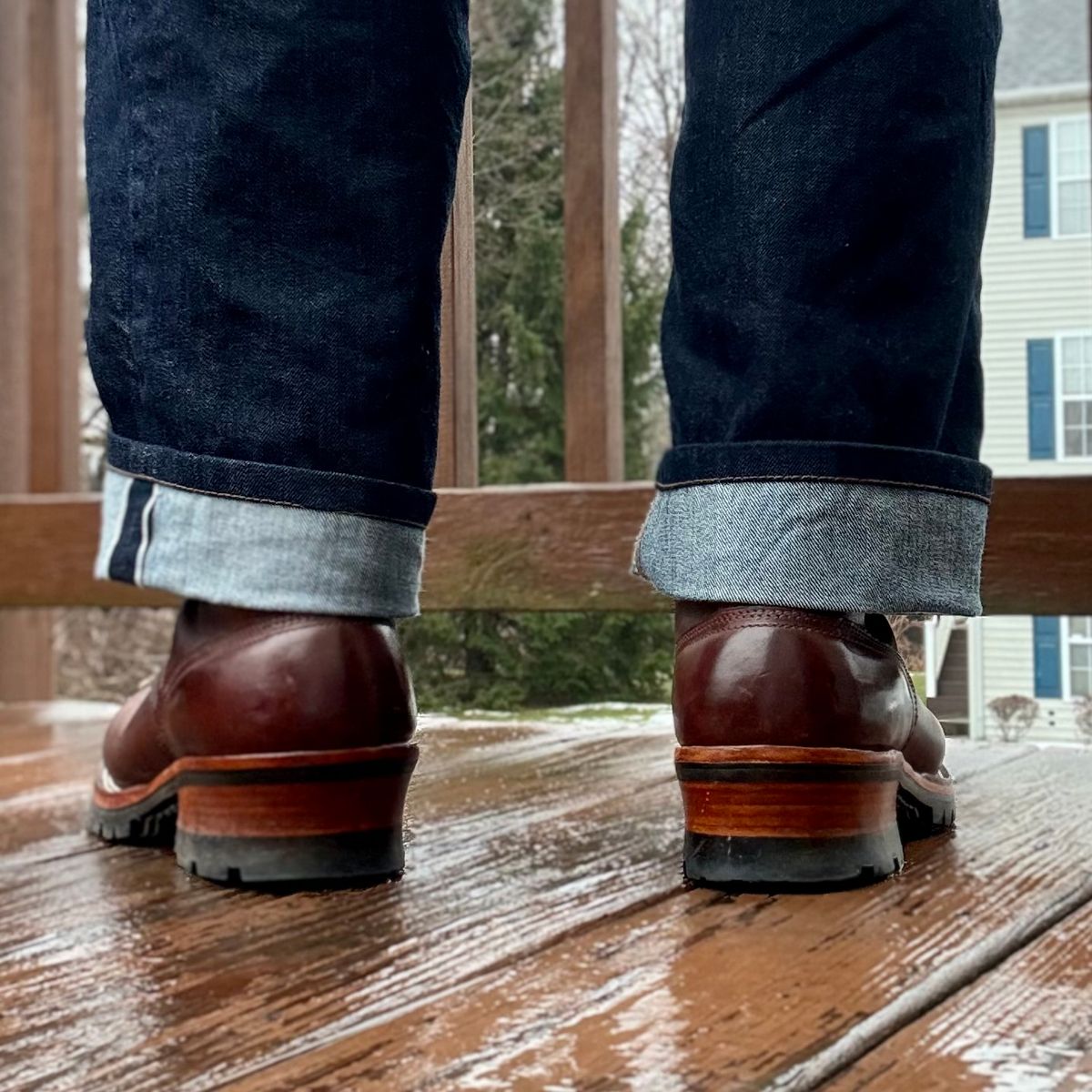 Photo by Ed on February 20, 2026 of the Nicks Urban Logger in Horween Orange Predator.