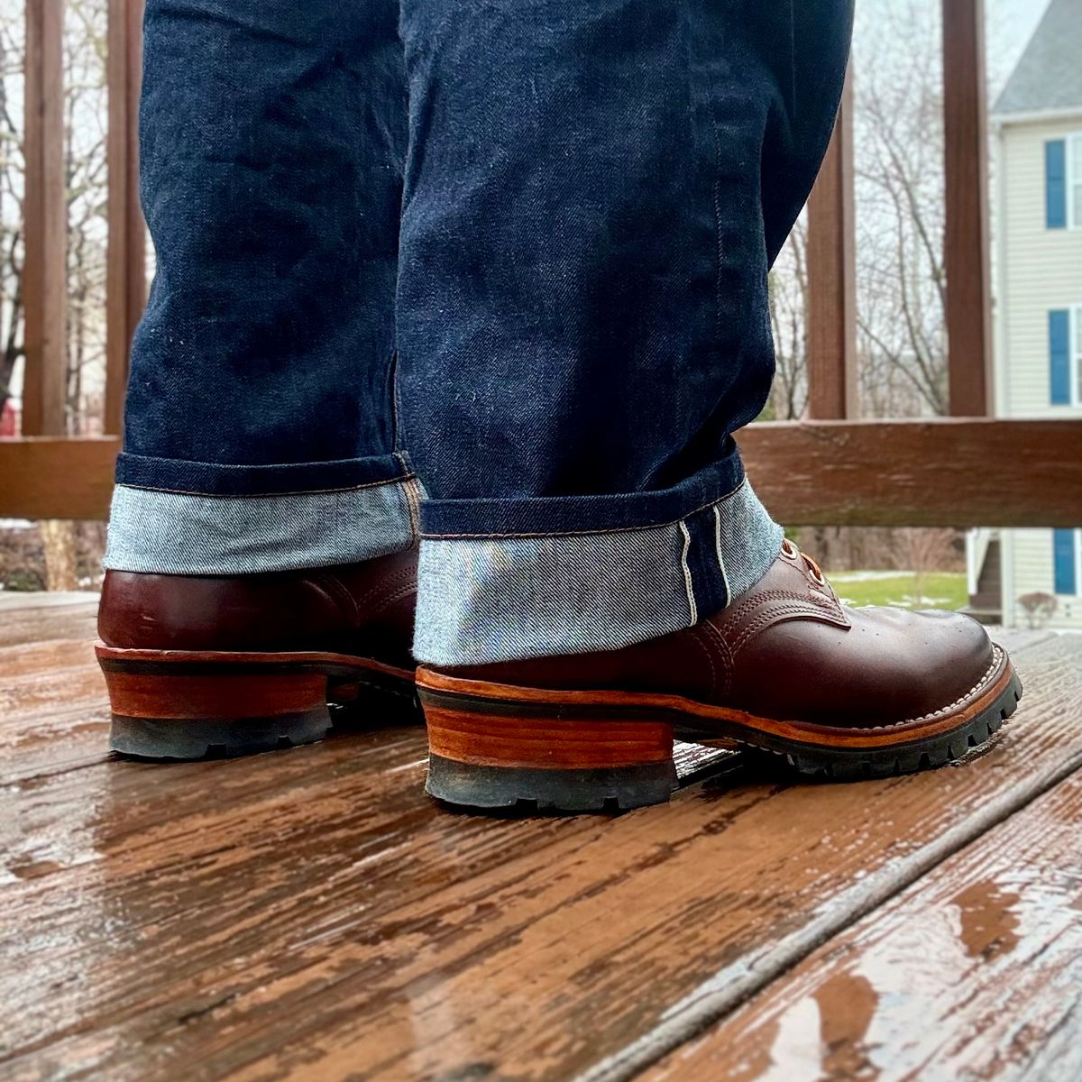 Photo by Ed on February 20, 2026 of the Nicks Urban Logger in Horween Orange Predator.