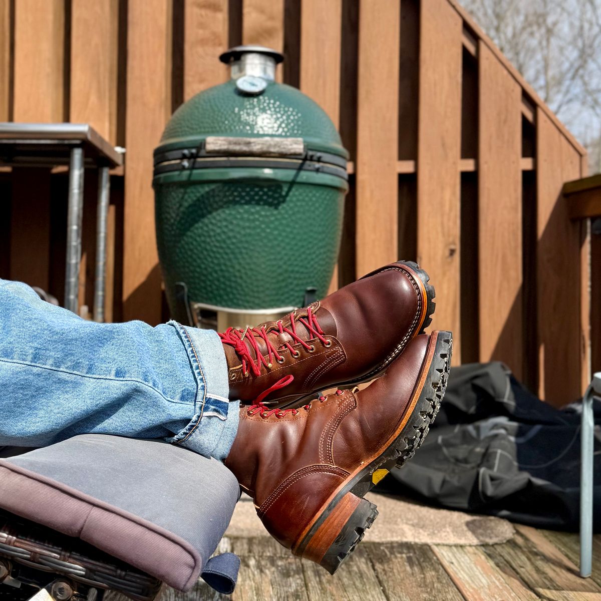 Photo by Ed on April 3, 2026 of the Nicks Urban Logger in Horween Orange Predator.