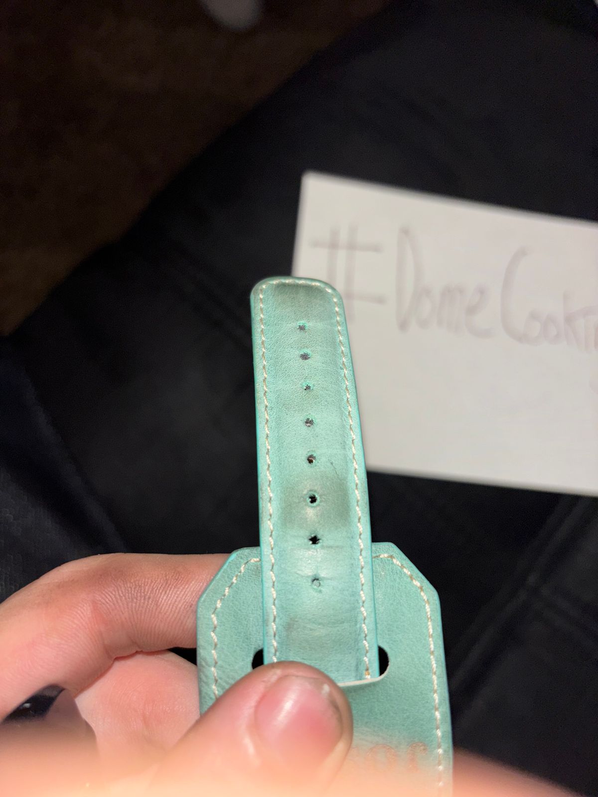 Photo by mylordchanel on November 4, 2025 of the Etsy Apple Watch Strap in Turqoise Cowhide.