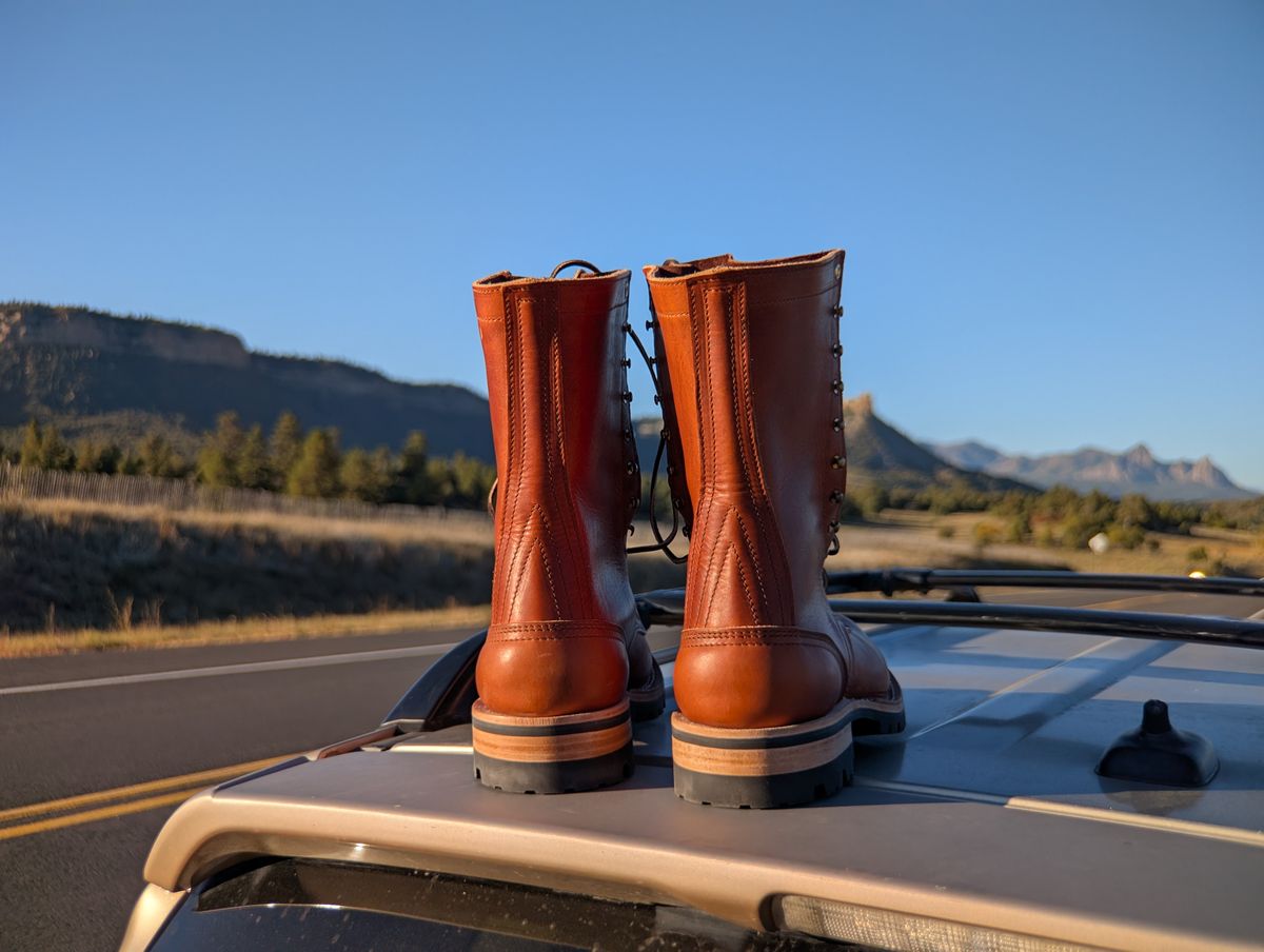 Photo by rayminazzi on October 2, 2025 of the Nicks DomePro in Horween English Tan Dublin.