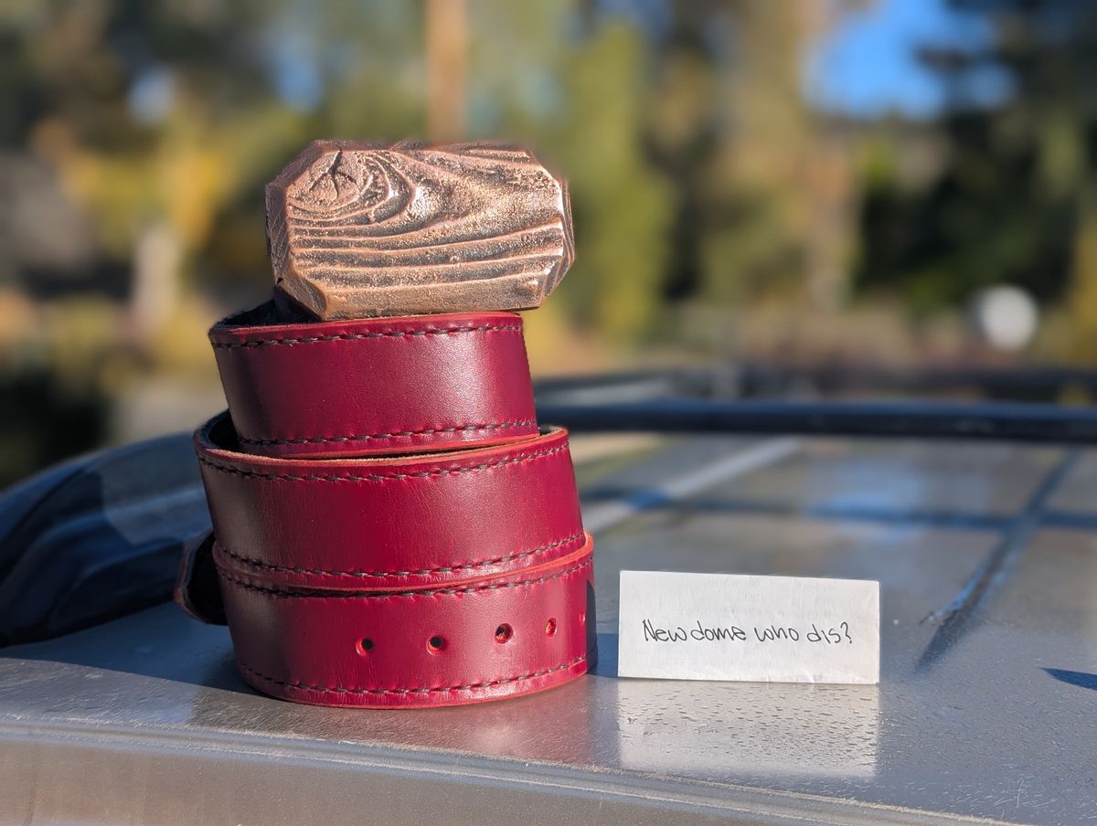 Photo by rayminazzi on October 2, 2025 of the Self-Made Picket Belt in Wickett & Craig Crimson Double Stuffed.
