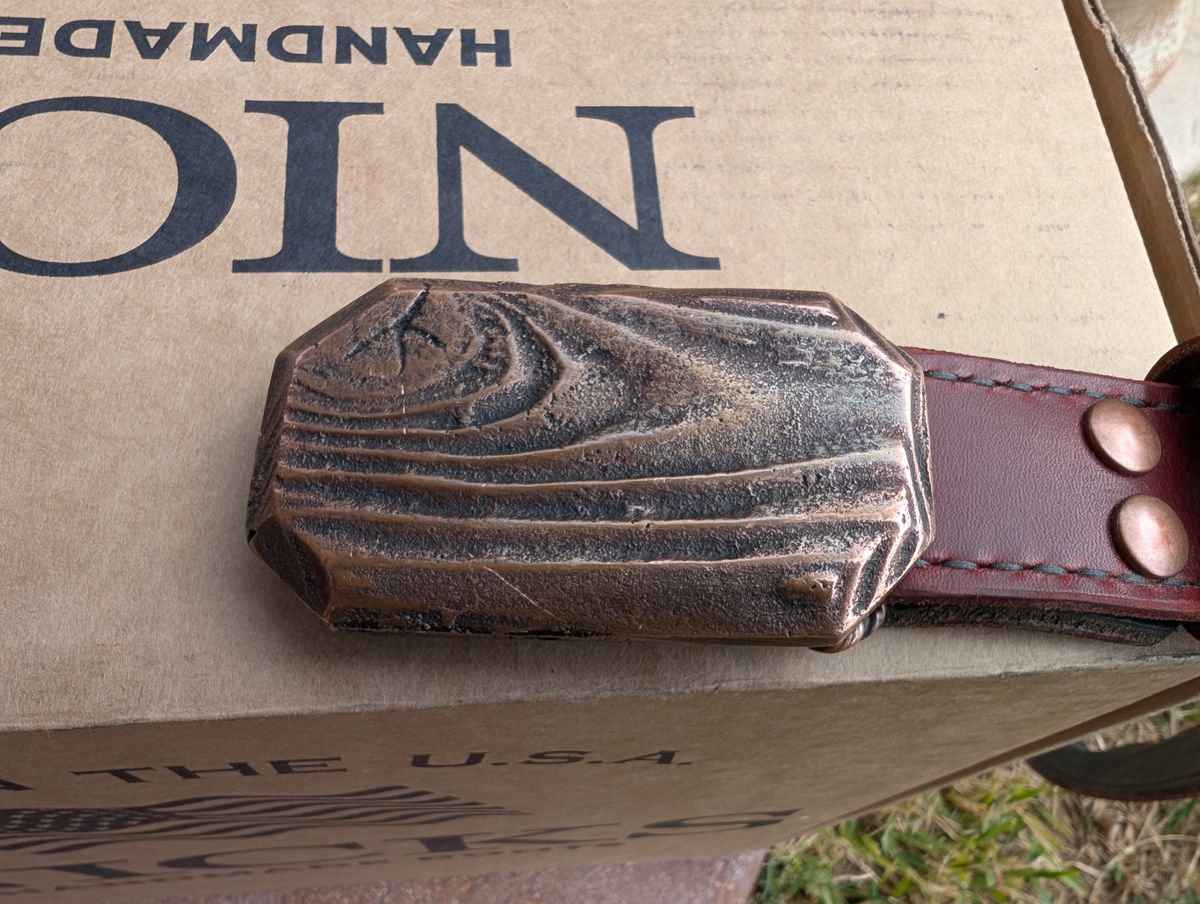 Photo by rayminazzi on November 1, 2025 of the Self-Made Picket Belt in Wickett & Craig Crimson Double Stuffed.