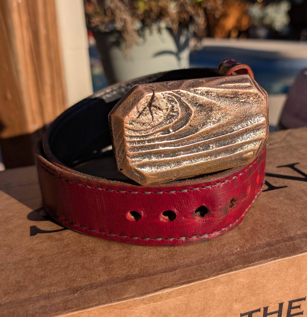 Photo by undertension on December 2, 2025 of the Self-Made Picket Belt in Wickett & Craig Crimson Double Stuffed.