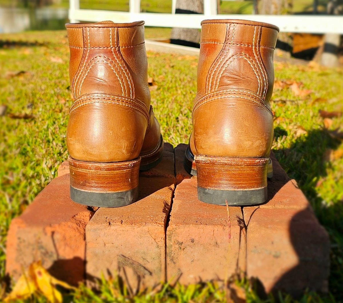 Photo by tastyporkbuns on November 4, 2025 of the John Lofgren Donkey Puncher Boots in Horween Natural Chromexcel.