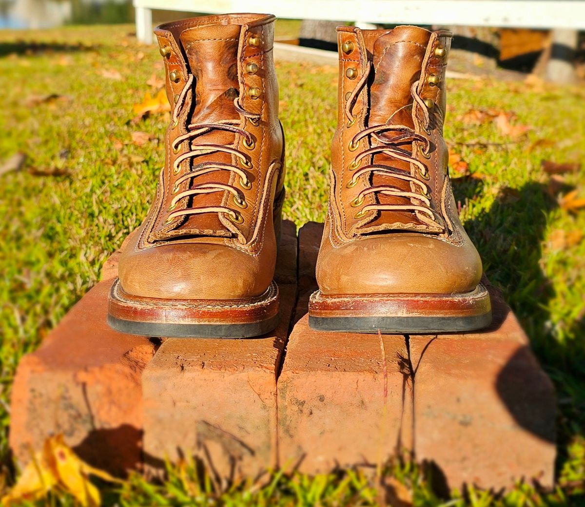 Photo by tastyporkbuns on November 4, 2025 of the John Lofgren Donkey Puncher Boots in Horween Natural Chromexcel.