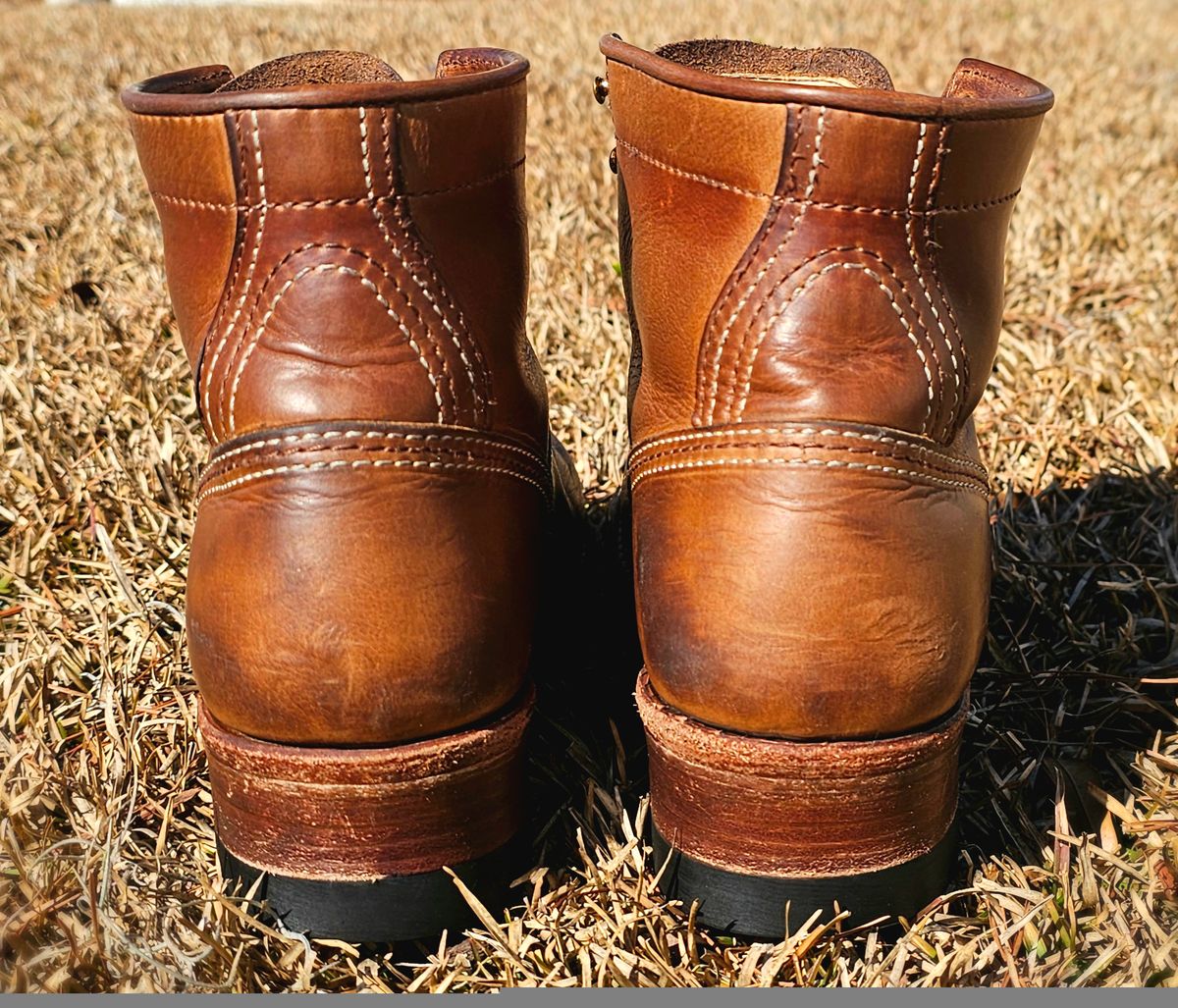 Photo by tastyporkbuns on February 1, 2026 of the John Lofgren Donkey Puncher Boots in Horween Natural Chromexcel.