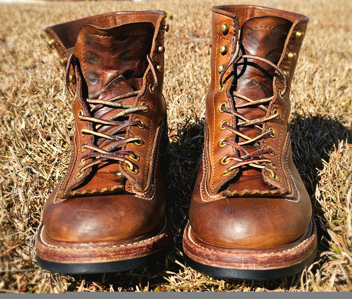 Photo by tastyporkbuns on February 1, 2026 of the John Lofgren Donkey Puncher Boots in Horween Natural Chromexcel.
