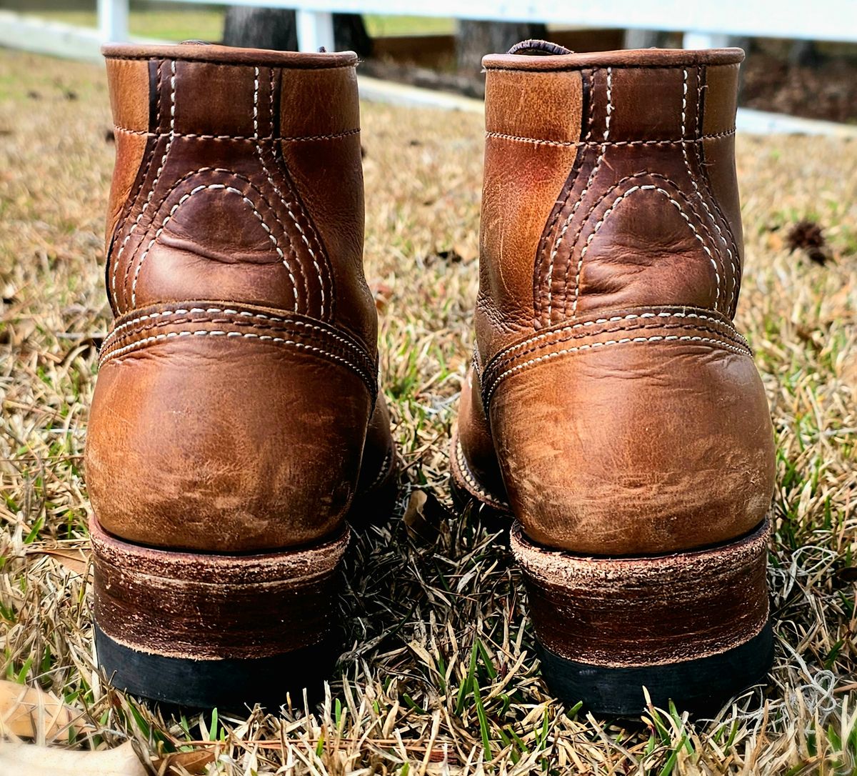 Photo by tastyporkbuns on March 4, 2026 of the John Lofgren Donkey Puncher Boots in Horween Natural Chromexcel.