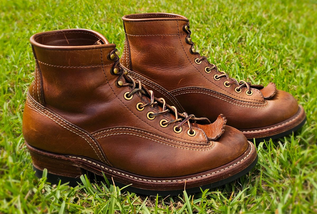 Photo by tastyporkbuns on April 2, 2026 of the John Lofgren Donkey Puncher Boots in Horween Natural Chromexcel.