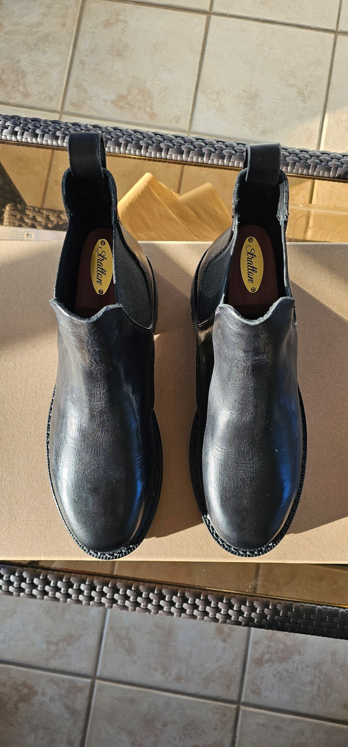 Photo by tastyporkbuns on January 20, 2025 of the Arch Support Project Workman Chelsea in Nero Vachetta 800 Calf.