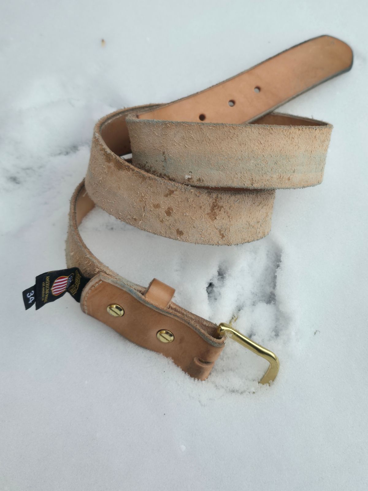 Photo by DaveWilkes on January 5, 2026 of the Brave Star Selvage RW Leather Belt In Vegtan in Unknown Natural Veg Tan.