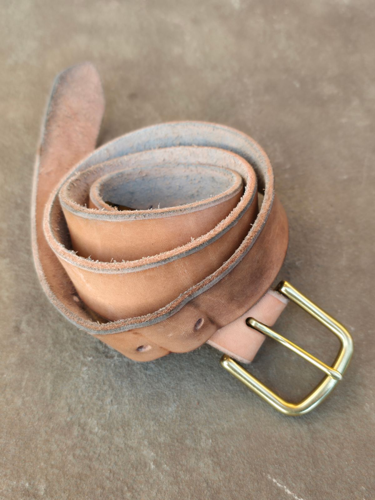 Photo by DaveWilkes on February 5, 2026 of the Brave Star Selvage RW Leather Belt In Vegtan in Unknown Natural Veg Tan.