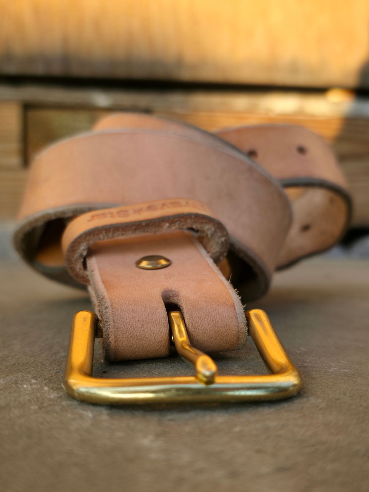 Photo by DaveWilkes on February 5, 2026 of the Brave Star Selvage RW Leather Belt In Vegtan in Unknown Natural Veg Tan.