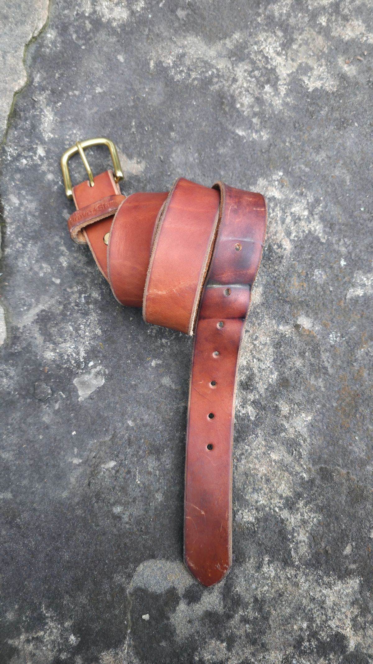 Photo by DaveWilkes on April 5, 2026 of the Brave Star Selvage RW Leather Belt In Vegtan in Unknown Natural Veg Tan.