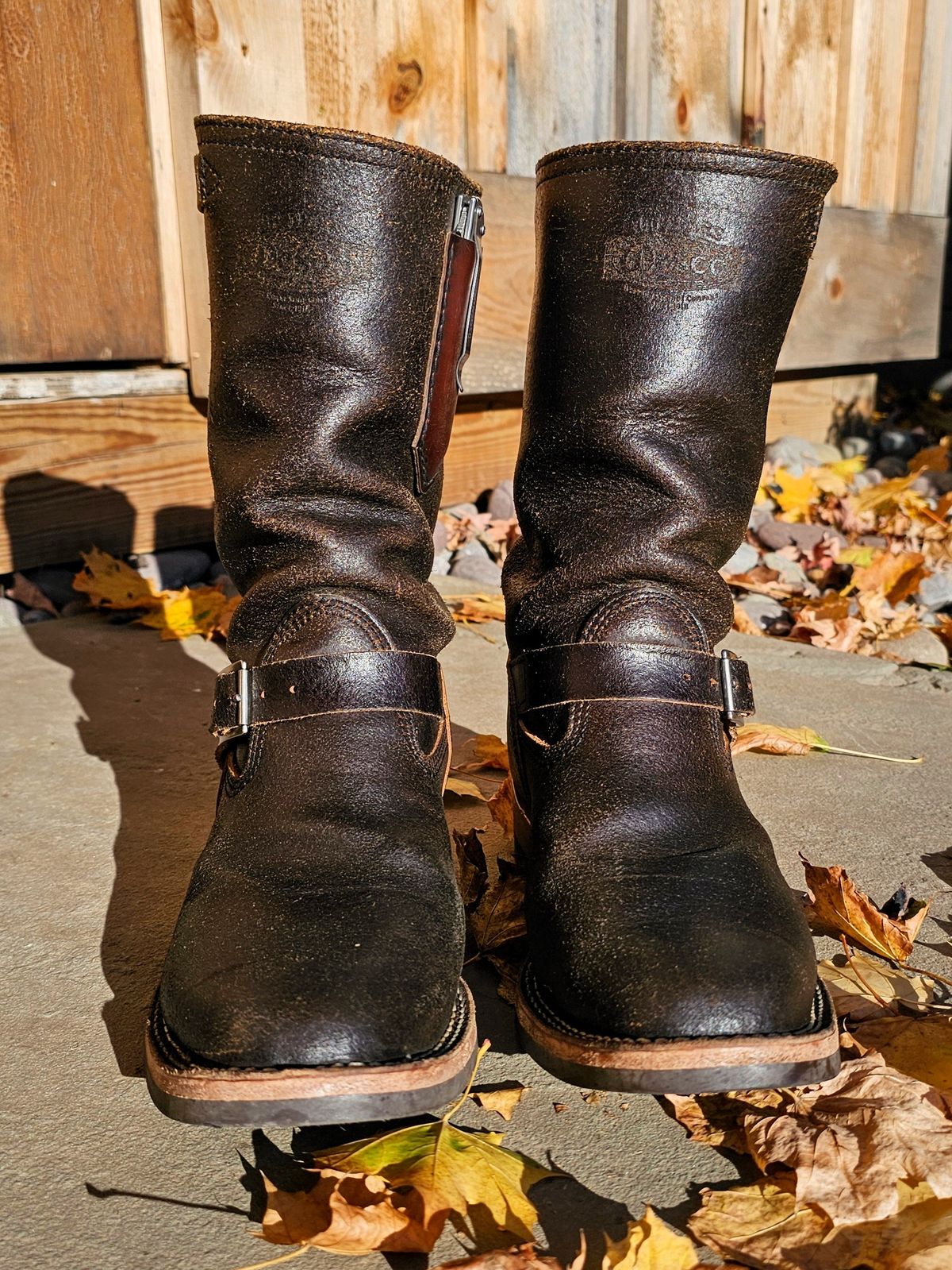 Photo by DaveWilkes on November 5, 2024 of the Wesco Standard And Strange Collab: The Quick Striker in Horween Olive Waxed Flesh.