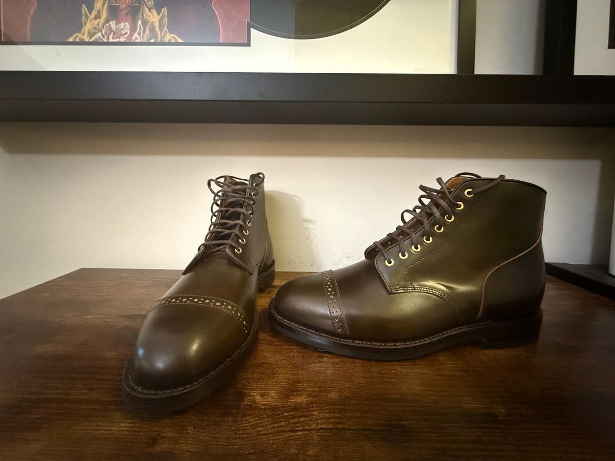 Photo by Shabazkilla on May 9, 2025 of the Grant Stone Garrison Boot in Horween Maduro Shell Cordovan.
