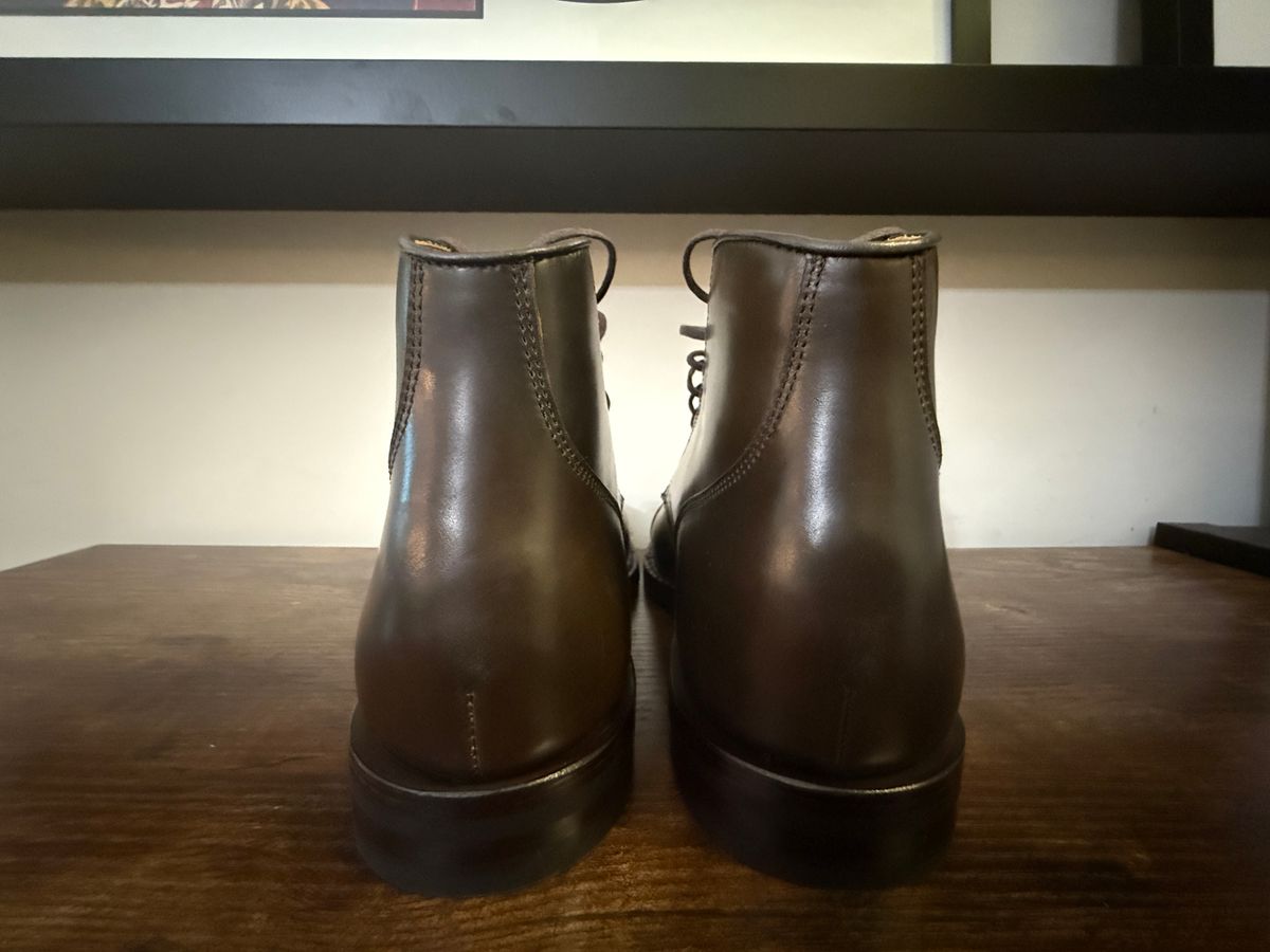 Photo by Shabazkilla on May 9, 2025 of the Grant Stone Garrison Boot in Horween Maduro Shell Cordovan.