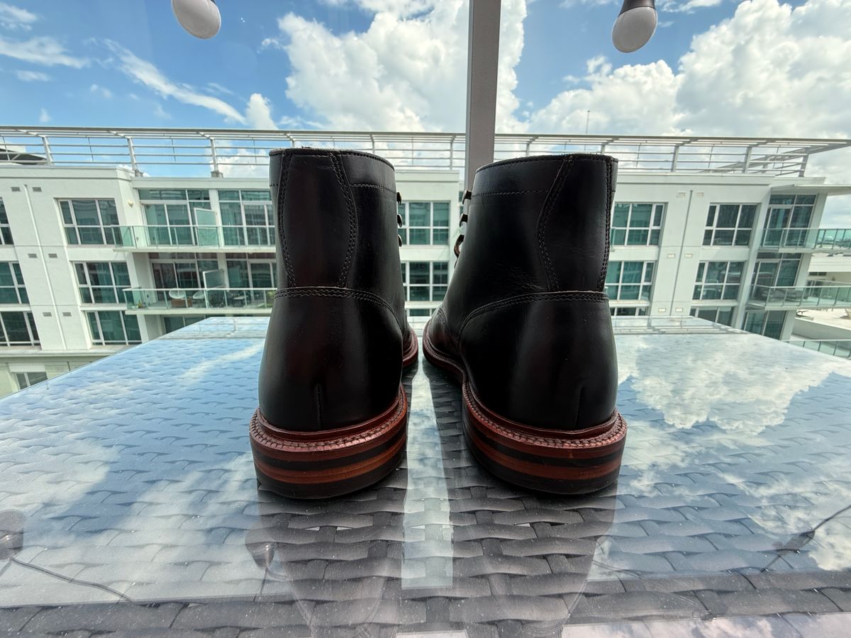 Photo by Shabazkilla on October 4, 2024 of the Grant Stone Ottawa Boot in Horween Black Chromexcel.