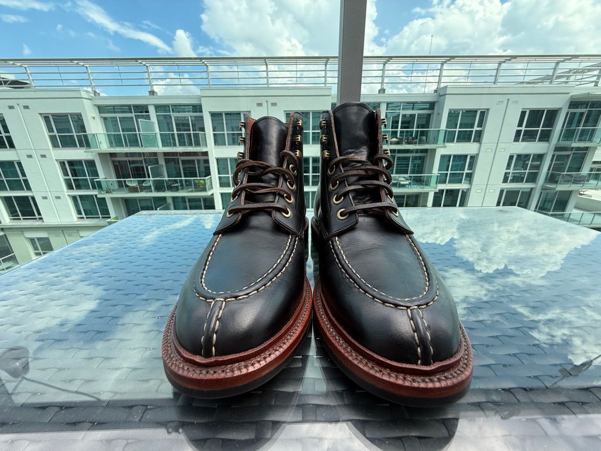 Photo by Shabazkilla on October 4, 2024 of the Grant Stone Ottawa Boot in Horween Black Chromexcel.