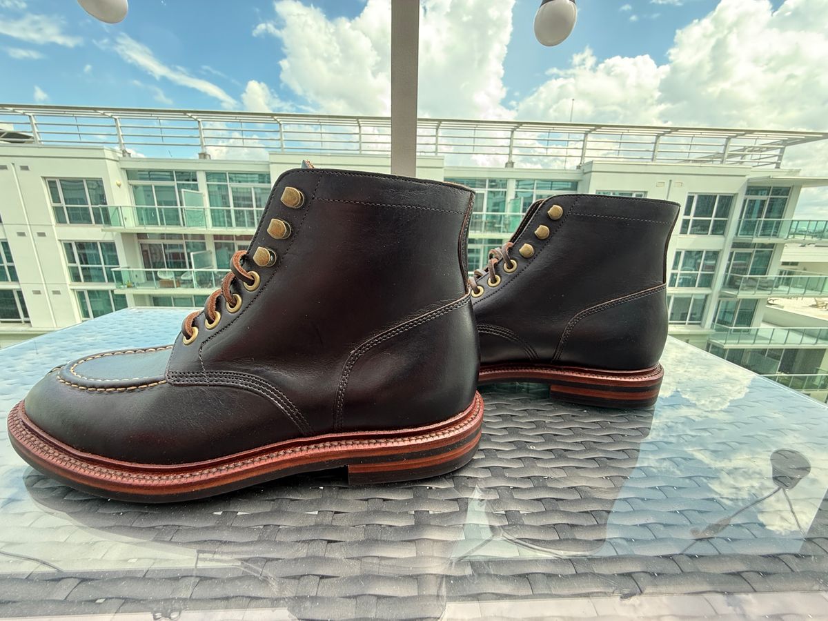 Photo by Shabazkilla on October 4, 2024 of the Grant Stone Ottawa Boot in Horween Black Chromexcel.