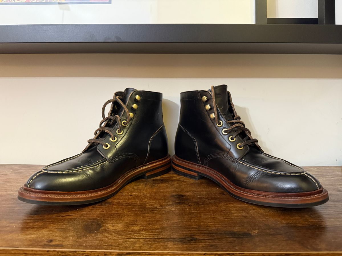 Photo by Shabazkilla on March 8, 2025 of the Grant Stone Ottawa Boot in Horween Black Chromexcel.