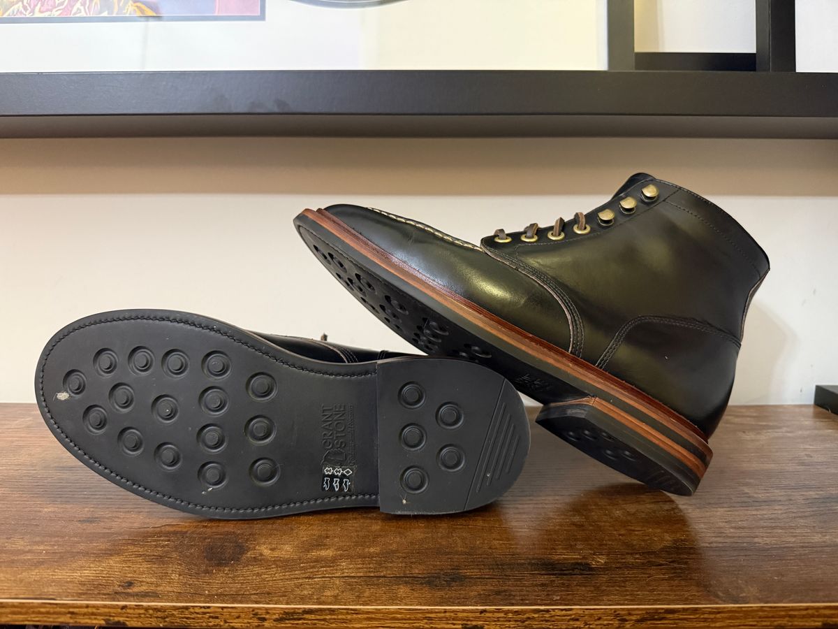 Photo by Shabazkilla on March 8, 2025 of the Grant Stone Ottawa Boot in Horween Black Chromexcel.