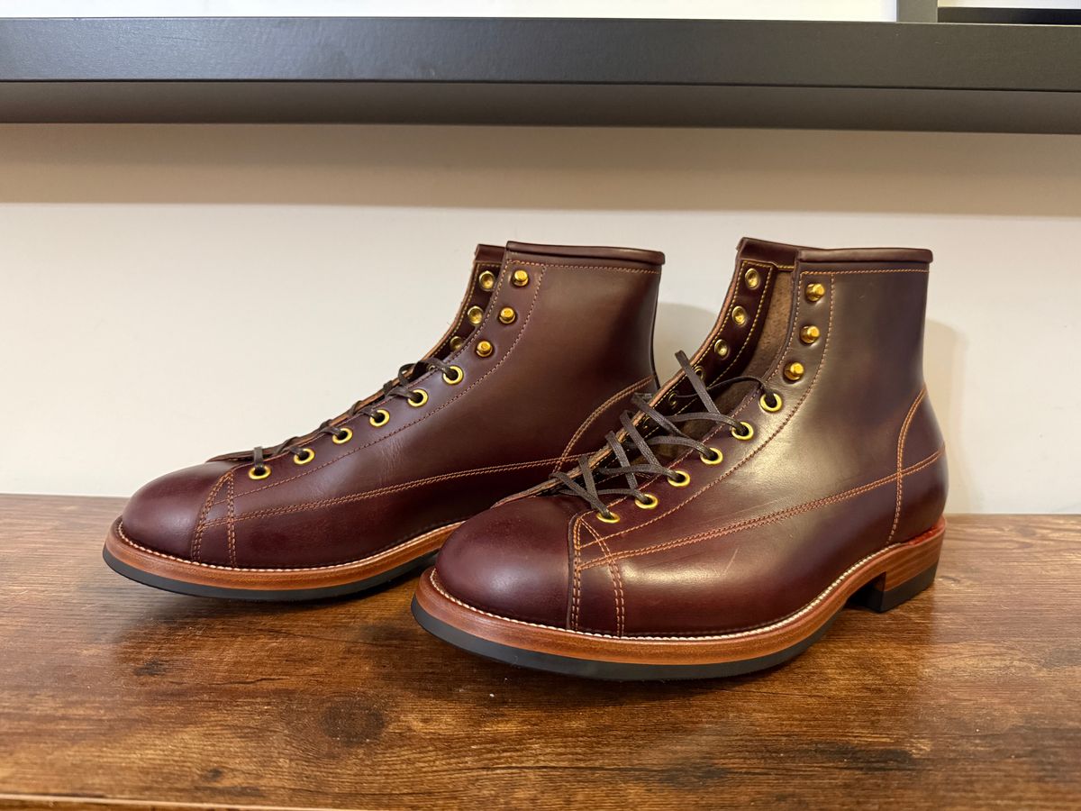 Photo by Shabazkilla on October 9, 2025 of the Iron Boots T-Monkey Boots in Seidel Brown Double Shot.