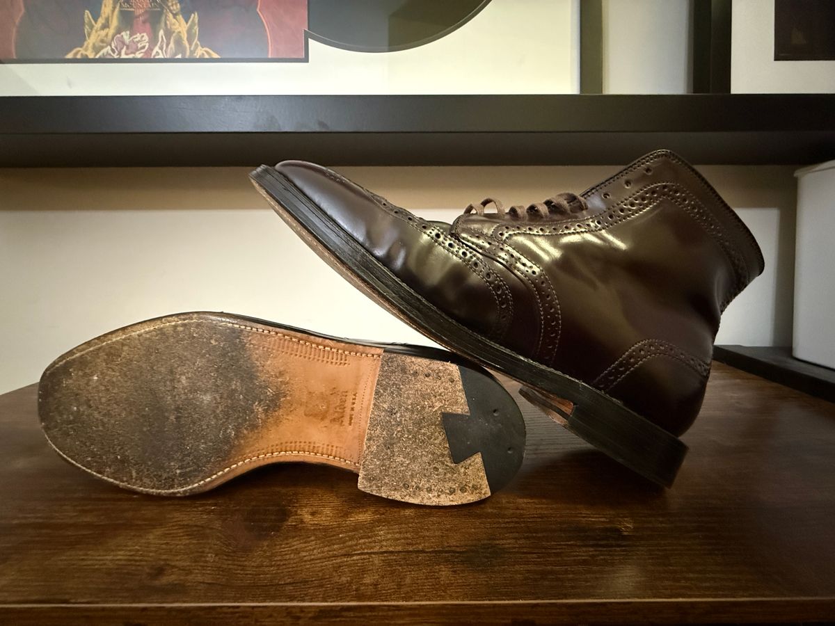 Photo by Shabazkilla on April 18, 2025 of the Alden Wingtip Boot in Horween Color 8 Shell Cordovan.