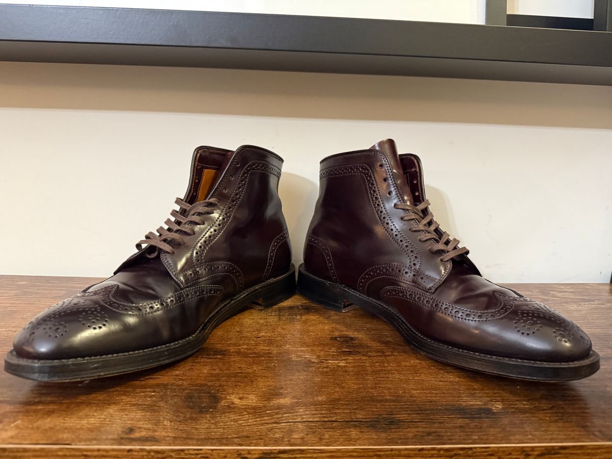 Photo by Shabazkilla on April 18, 2025 of the Alden Wingtip Boot in Horween Color 8 Shell Cordovan.