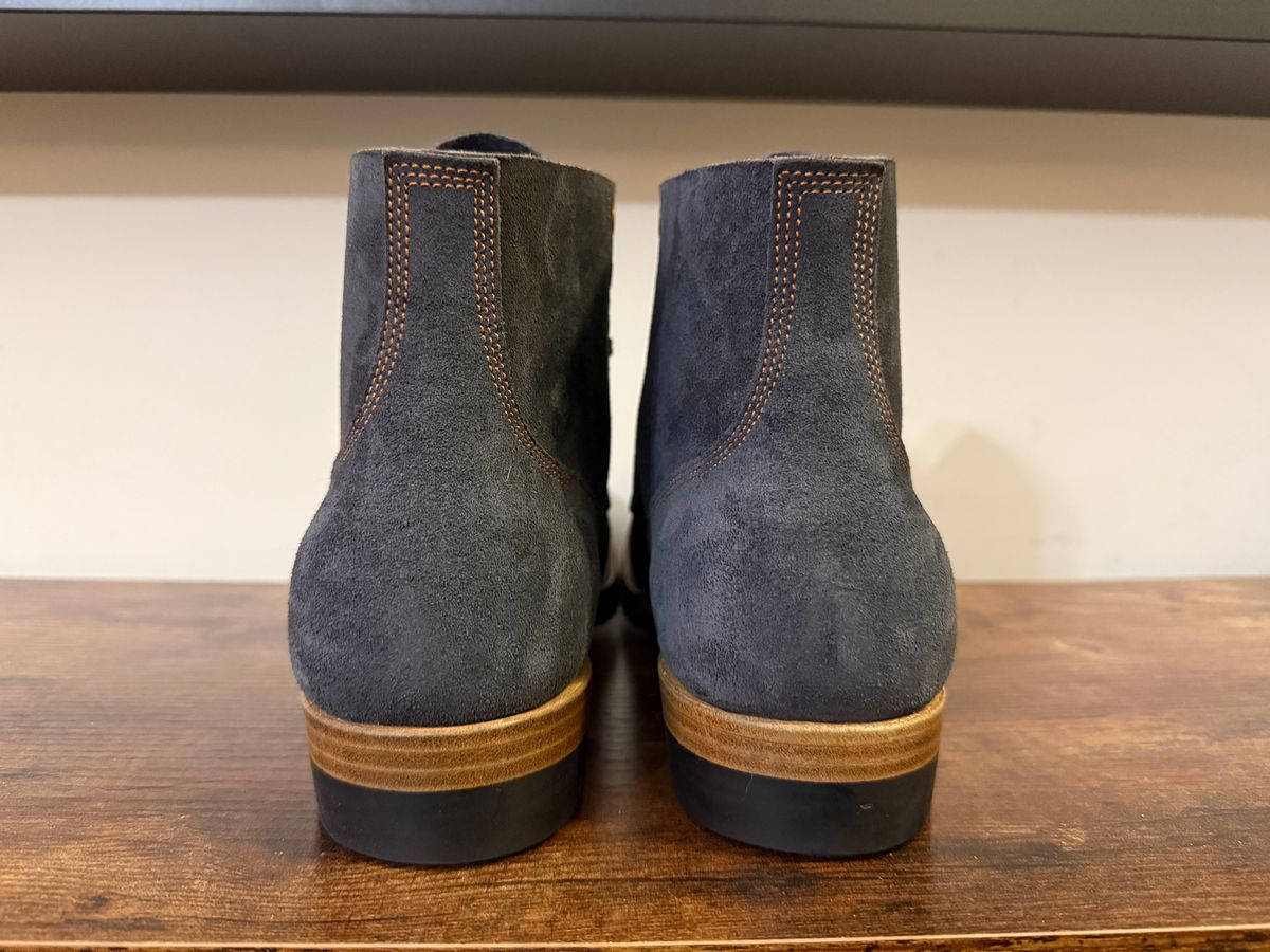 Photo by Shabazkilla on October 9, 2025 of the Iron Boots The Great Escape in Horween Navy Chamois Roughout.